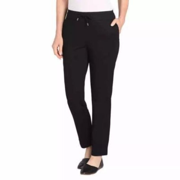 Dalia Black Ponte Pull-On Pants S Drawstring Elastic Waist Stretch EUC - Picture 1 of 6
